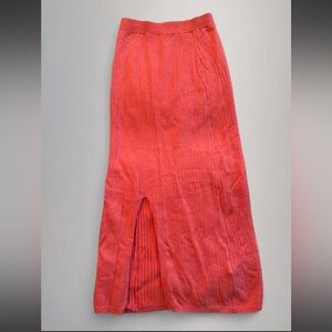Free People Coral Ribbed Maxi Skirt with Front Slit